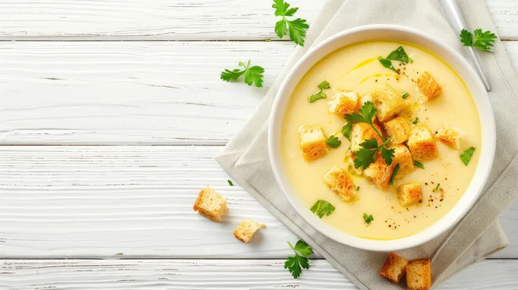 Potato soup with onion and garlic