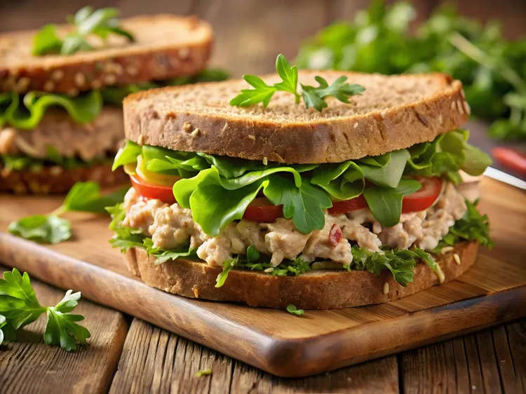 Tuna-avocado rye sandwich