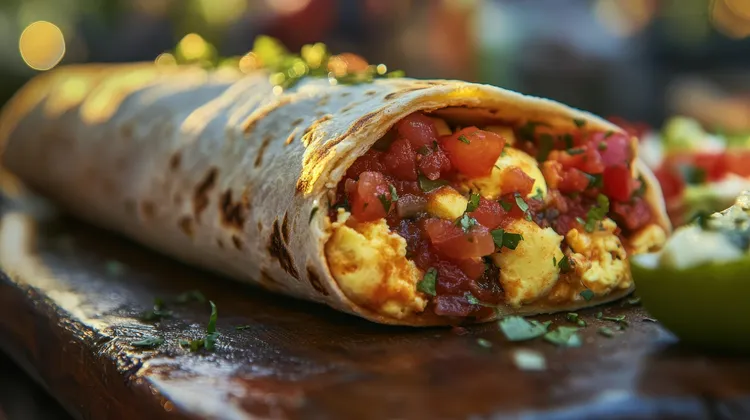 Bacon and cheese breakfast burritos