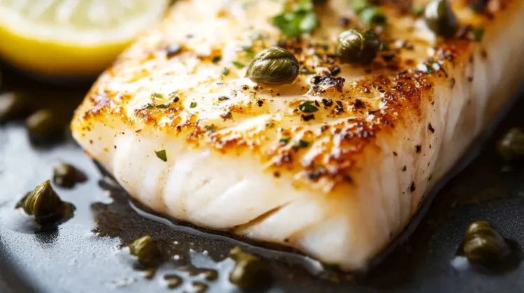 Hake with hazelnuts, capers and parsley