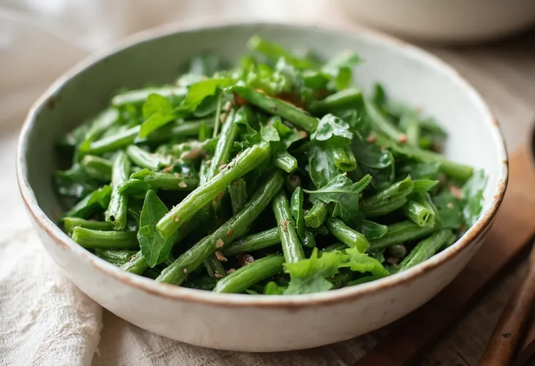String bean & arugula salad with garlic & lemon