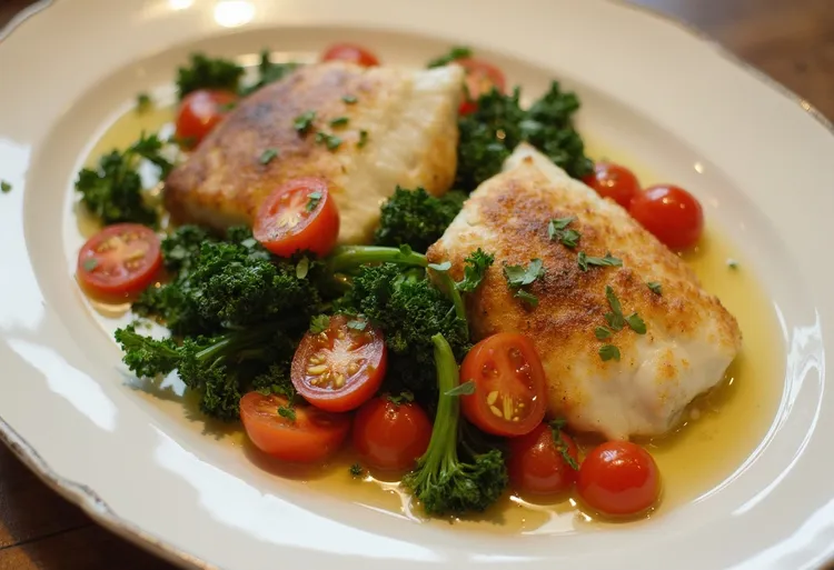 Tilapia with kale and tomato
