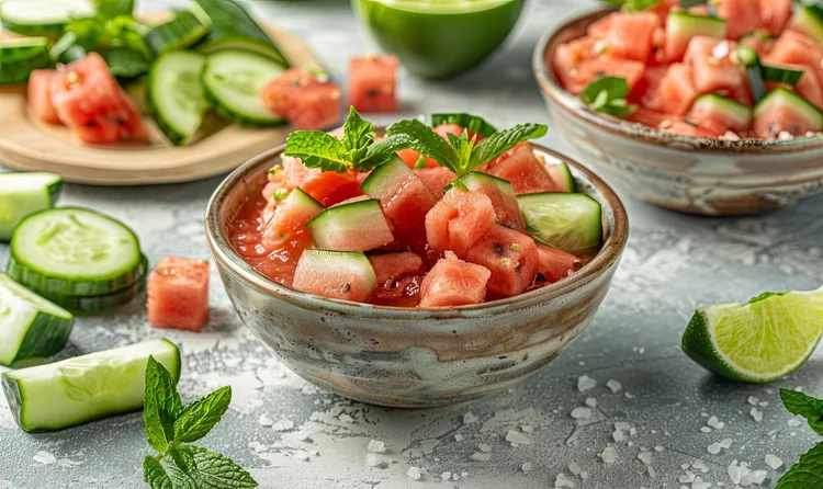 Cucumber-watermelon lime salad