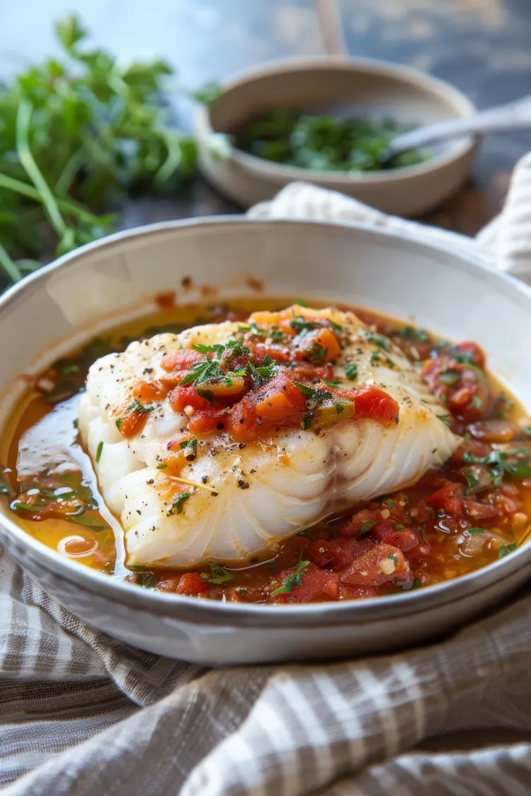 Salsa-baked cod with parsley