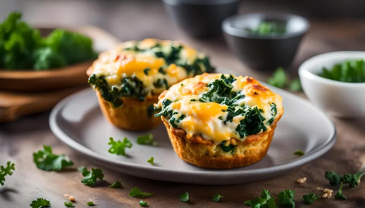 Kale and egg muffins with coconut oil and garlic