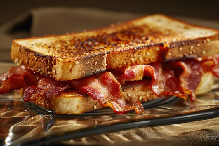 Bacon, banana and peanut butter on whole-wheat bread