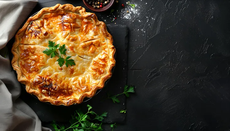 Family chicken, bacon and leek pie