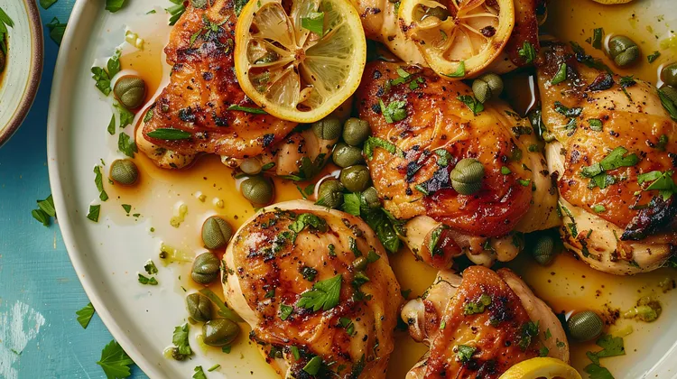 Fennel-crusted chicken with brown butter and capers