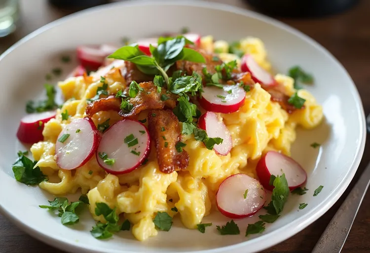 Bacon and radish fried eggs