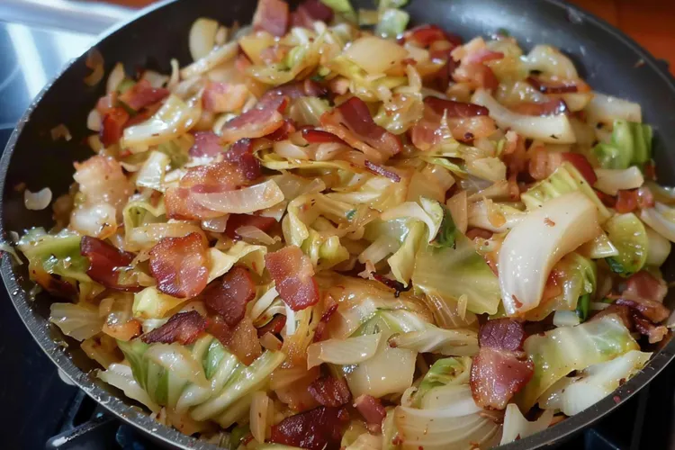 Bacon-fried irish cabbage with a dash of black pepper