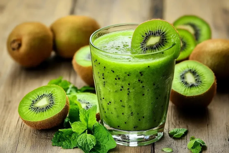 Ginger-kale-avocado-kiwi green smoothie
