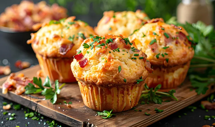 Bacon, cheddar and onion breakfast muffins