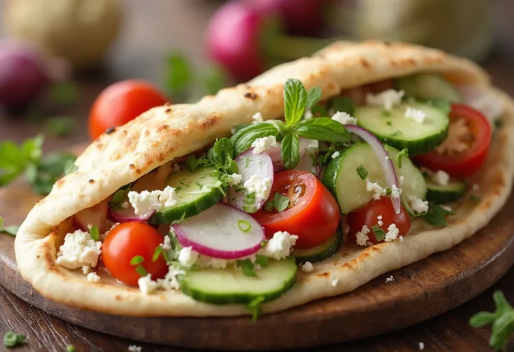 Mediterranean greek salad pita sandwiches