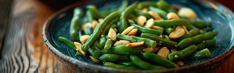 Green beans with almond and lemon dressing