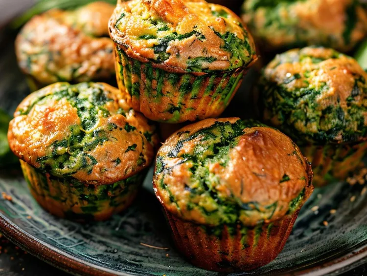 Green egg muffins with kale, onion and jalapeno