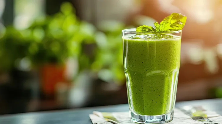 Green mango-banana vegan smoothie