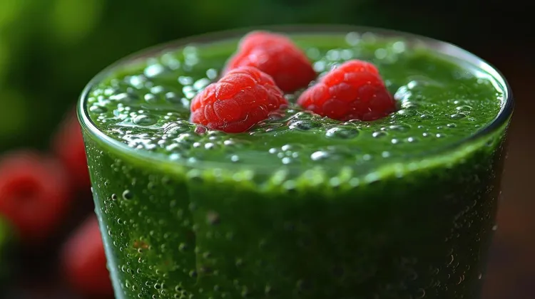 Greens and raspberry protein smoothie