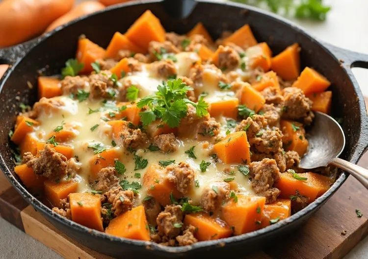 Ground turkey and sweet potato skillet