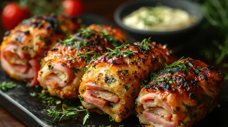 Ham and cheese chicken roll-ups