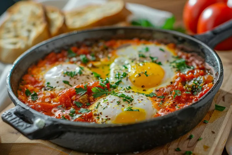 Italian baked eggs with ground turkey and parmesan cheese