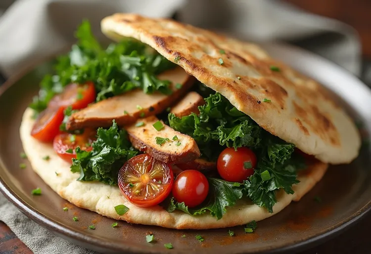 Italian-style chicken pitas with sun-dried tomato vinaigrette