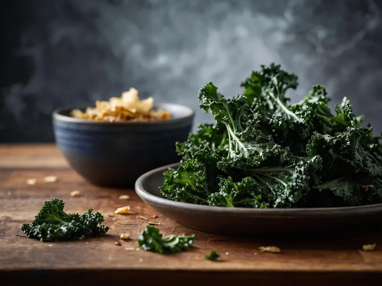 Kale chips with olive oil and salt