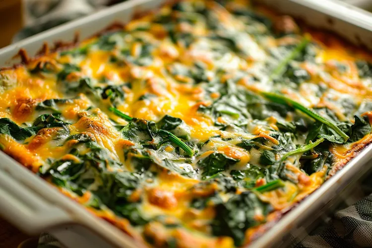 Kale, mozzarella and egg bake