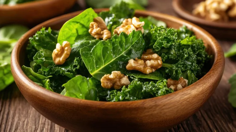 Garlic-kale walnut stir-fry