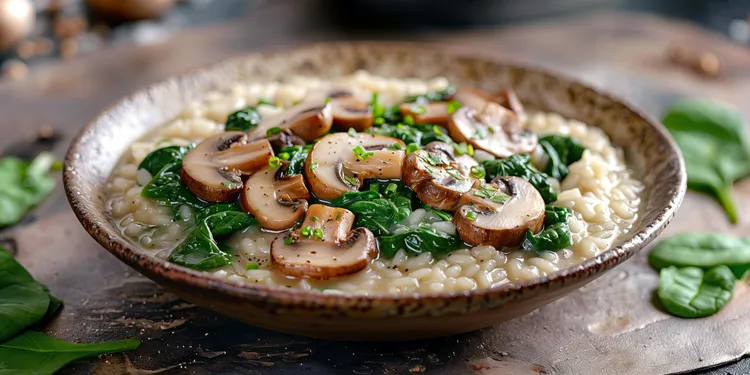 Leek, mushroom & bacon risotto