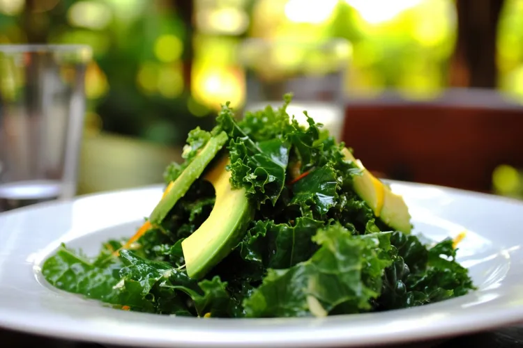 Lemon and avocado kale salad
