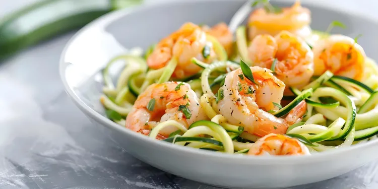 Lemon garlic shrimp with zucchini noodles