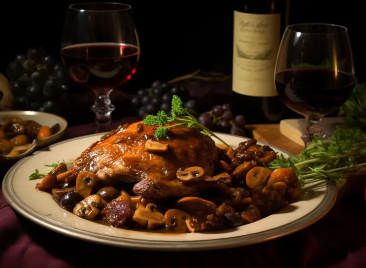 Light and healthy coq au vin with vegetables
