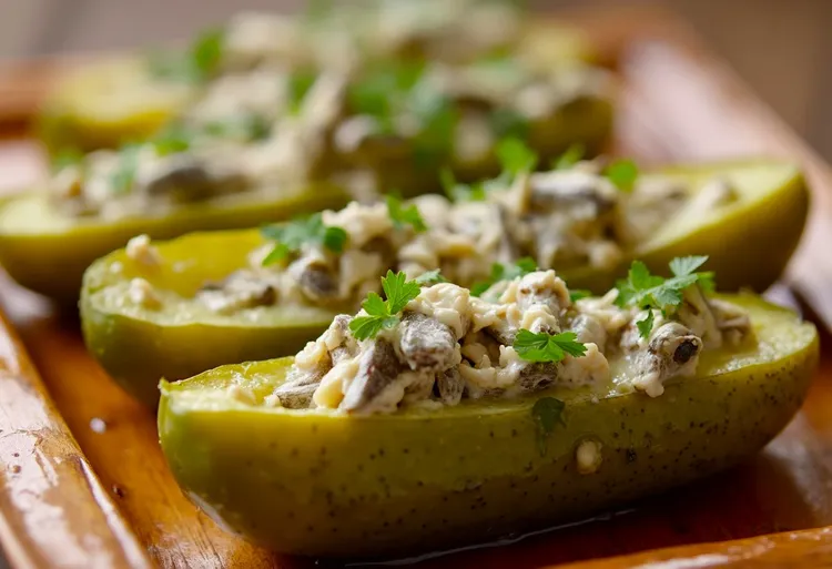 Low-carb keto sardine pickle boats