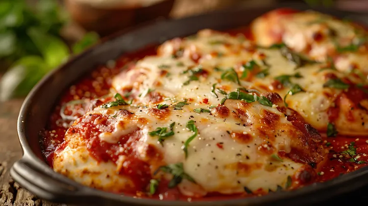 Low-carb pepperoni pizza chicken bake