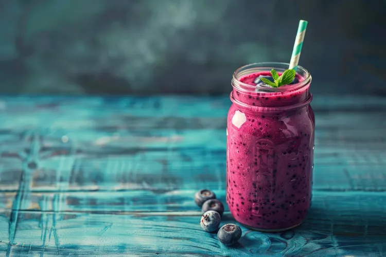 Mango pineapple blueberry smoothie