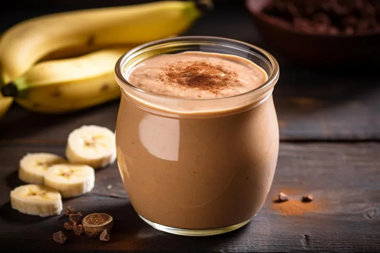 Decadent chocolate-maple banana peanut butter smoothie