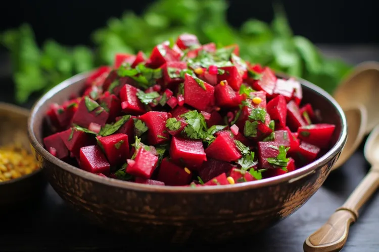 Roasted mediterranean beets with garlic and coriander