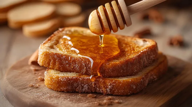 Multi-grain toast with almond butter and honey
