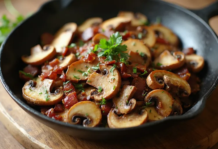 Mushrooms with herbs and bacon