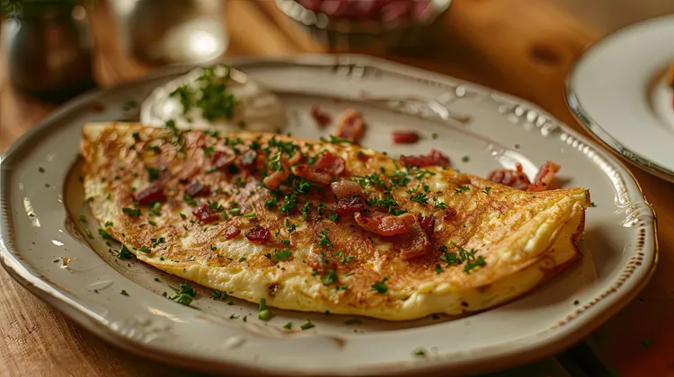 Bacon and feta omelet