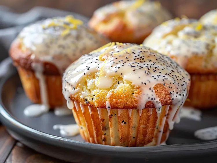 Orange and poppy seed muffins with cream cheese icing