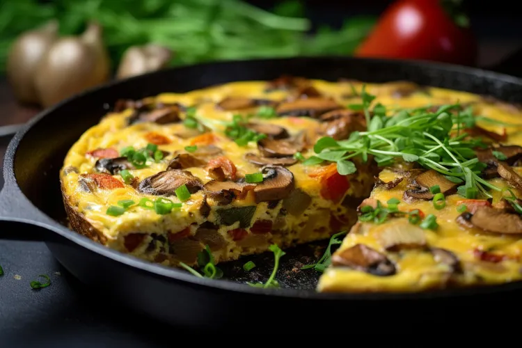 Oven-baked vegetable and bacon frittata