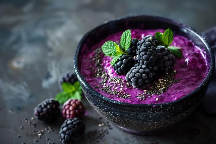 Blackberry coconut chia seed overnight pudding
