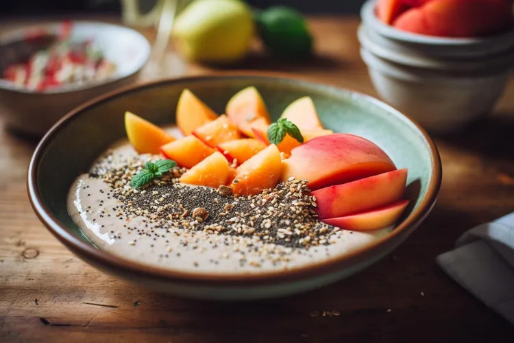 Peach chia seed pudding