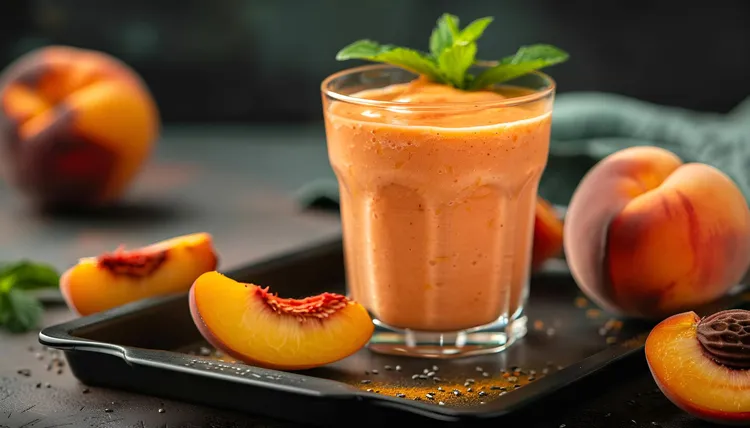 Frosty peach oatmeal protein smoothie