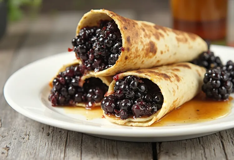 Peanut butter, blackberry and honey tortilla wrap