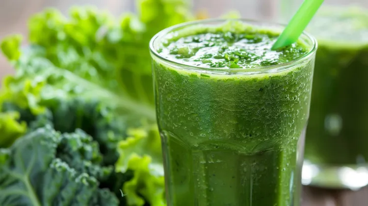 Peanut butter, spinach and kale smoothie