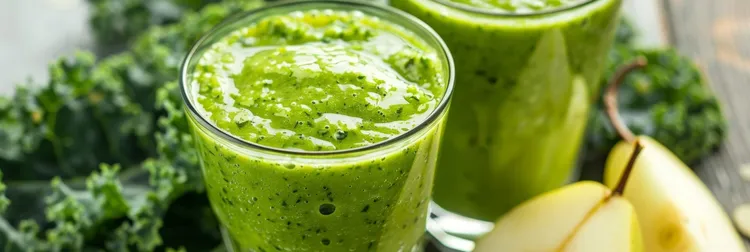 Pear, spinach and kale green smoothie
