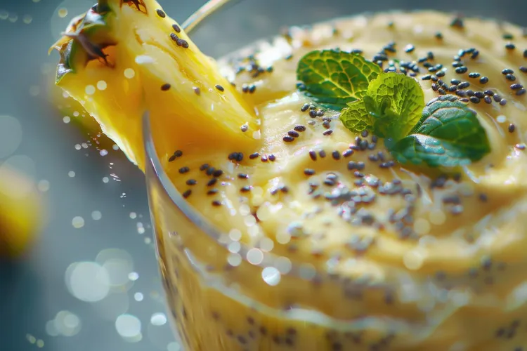 Pineapple protein chia seed pudding parfait