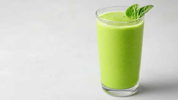 Mango-spinach power smoothie with greek yogurt and coconut milk